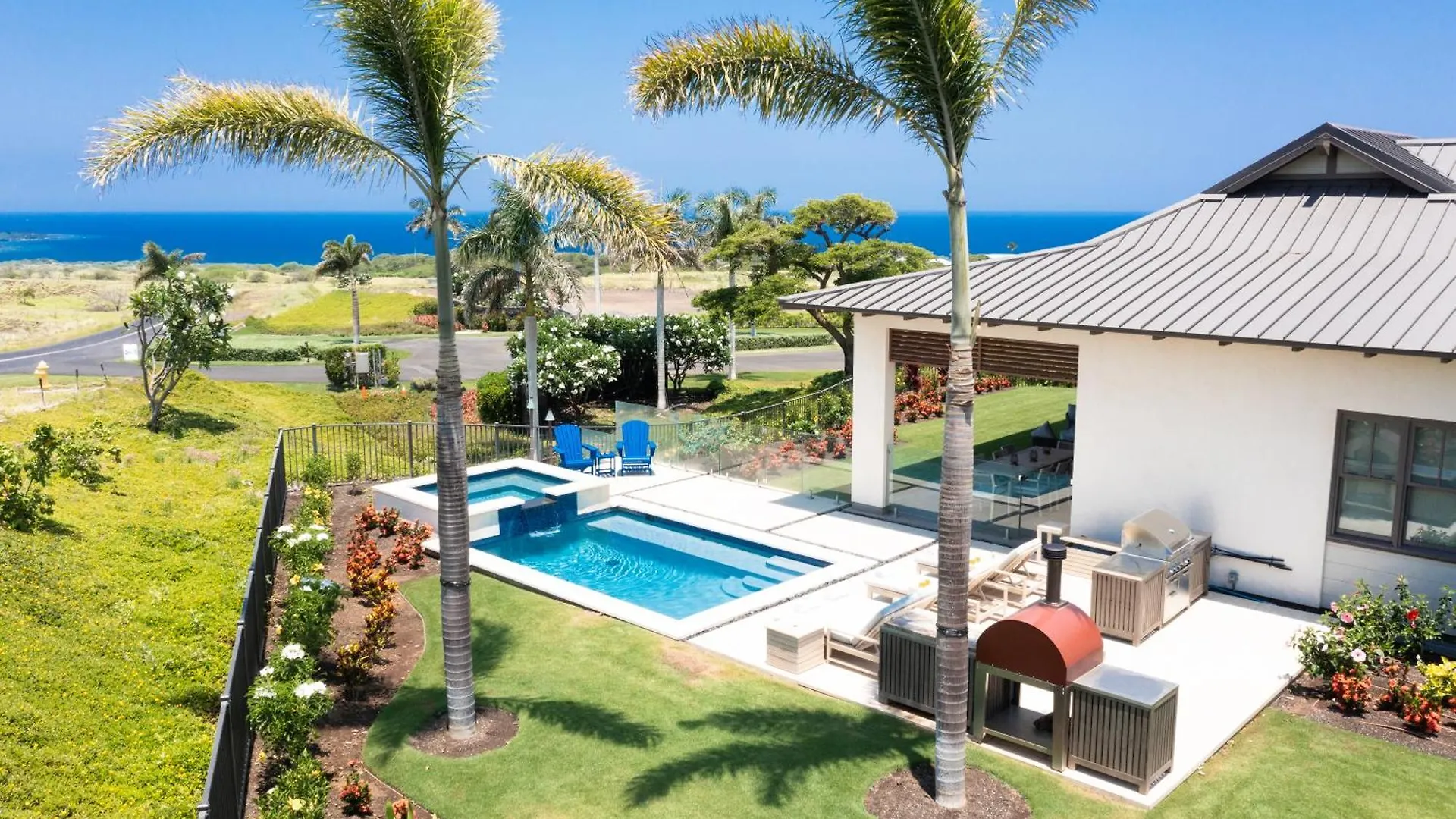 Semesterbostad Blue Serenity Luxurious Home In Private Community With Heated Private Pool Spa Detached Ohana Suite Waimea